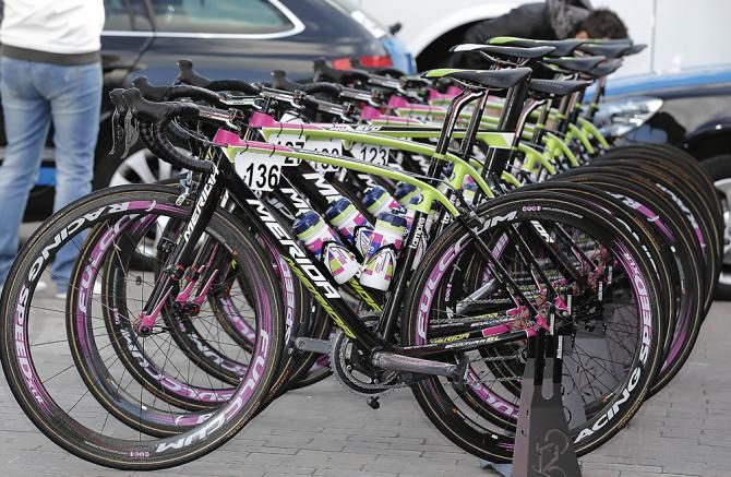 It's like the easter bunny painted the Lampre Merida bikes