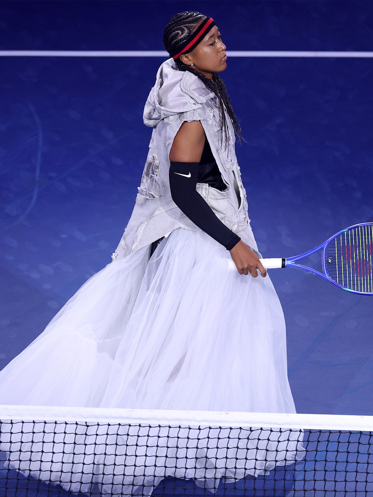 NEW YORK, NEW YORK - AUGUST 31: Naomi Osaka of Japan walks onto the court against Anastasia Zakharova during their Women's Singles First Round match on Day Two of the 2026 US Open.