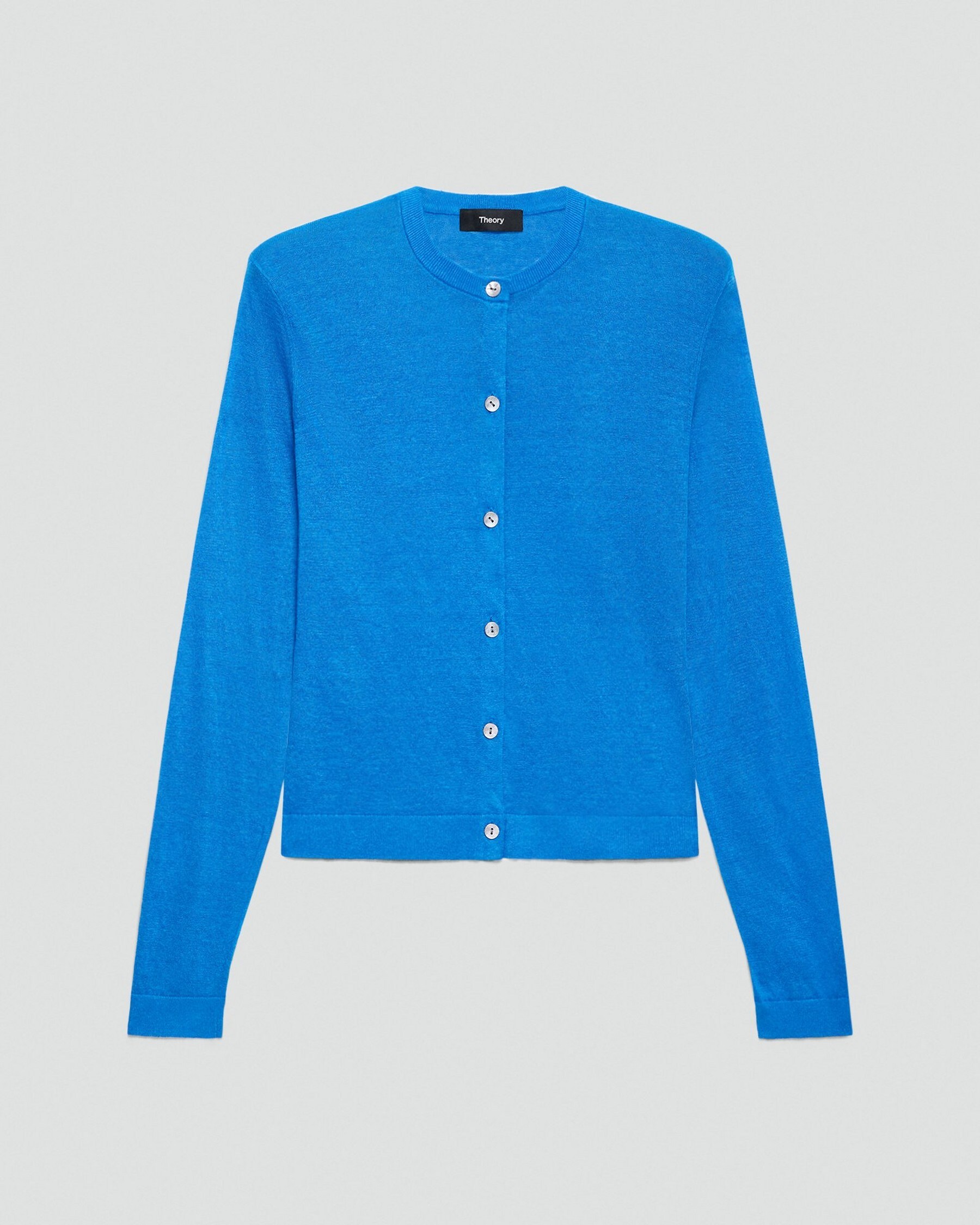 theory, Crewneck Cardigan in Linen Knit