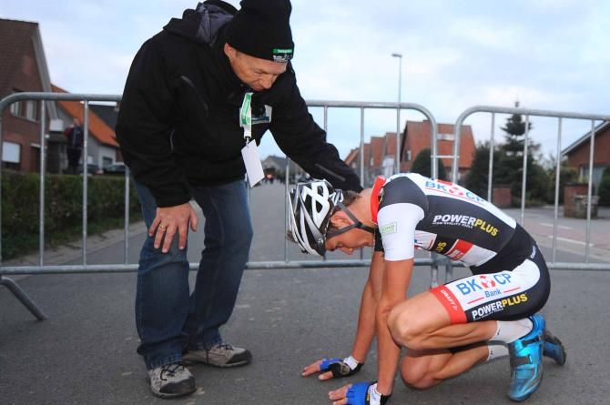 Van der Poel tries to catch his breath after the sprint
