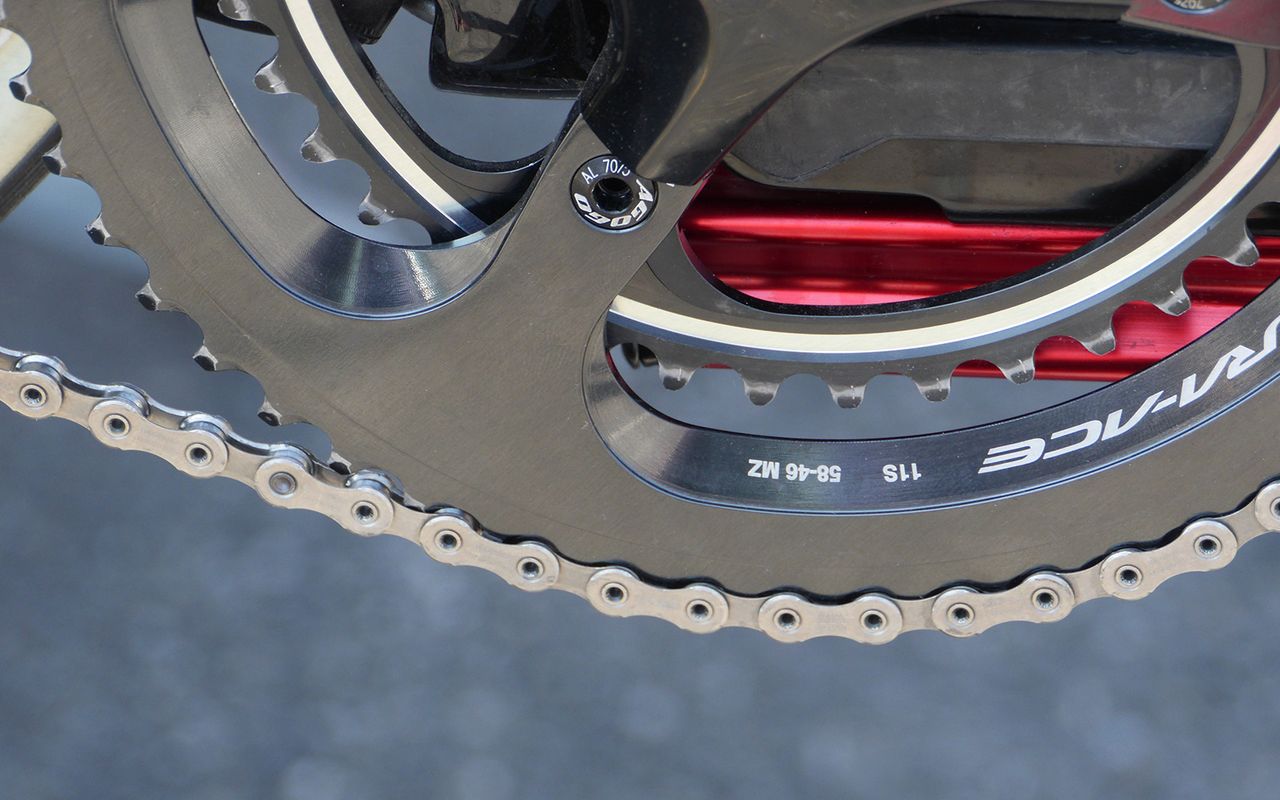 Despite the rolling course in Pau, 58t chainrings were a common sight
