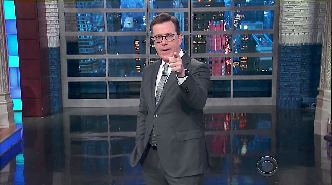 Colbert points the finger at Russia