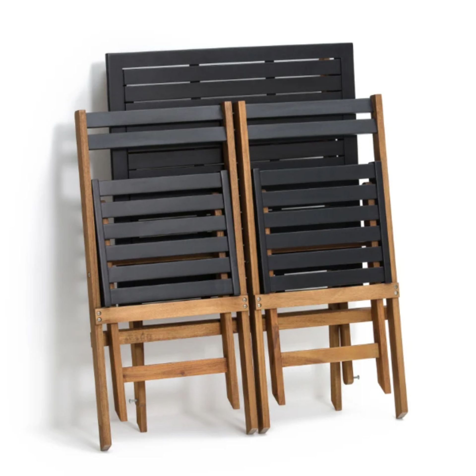 Set Bistro Luar Ruang Lipat Hitam