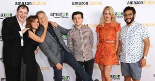 Red Oaks' Craig Roberts (centre) with co-stars including Jennifer Grey (second left) and Gage Golightly (second right)