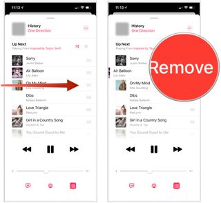 iPhone remove song on Up Next