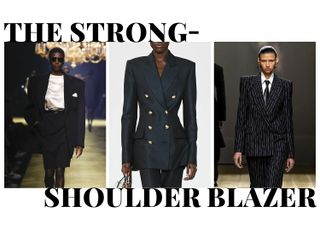Future made graphic from Fall/Winter 2023 imagery of boxy shoulder blazer