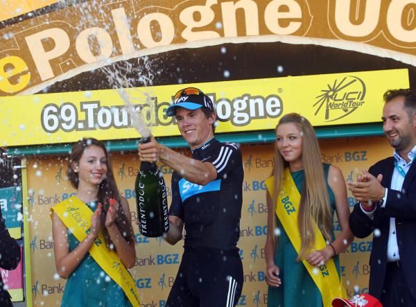 Ben Swift (Sky) celebrates his win on stage 2 of the Tour of Poland