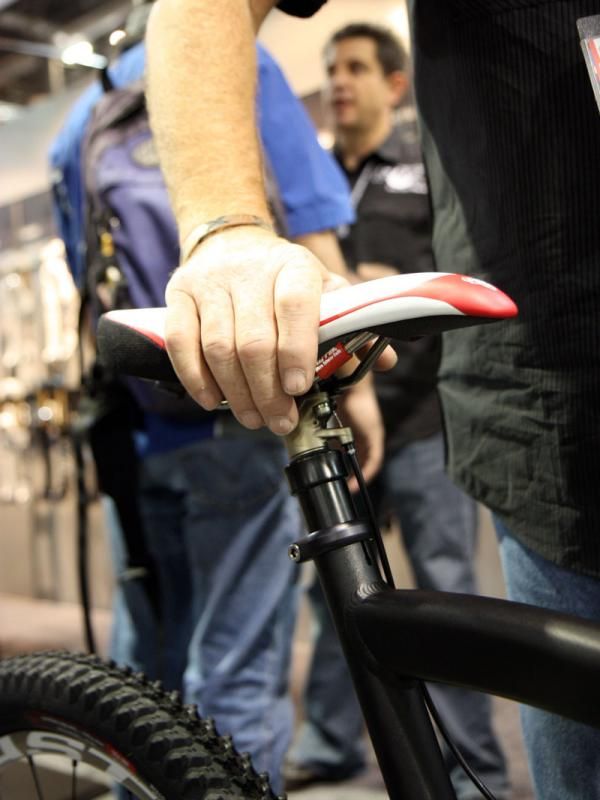 Full travel on the upcoming new Fox Racing Shox DOSS dropper seatpost is 4 or 5" depending on rider preference.