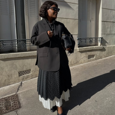 Influencer Frann Fyne wearing double layered skirts. 