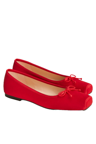 J.Crew Square-Toe Ballet Flats in Satin