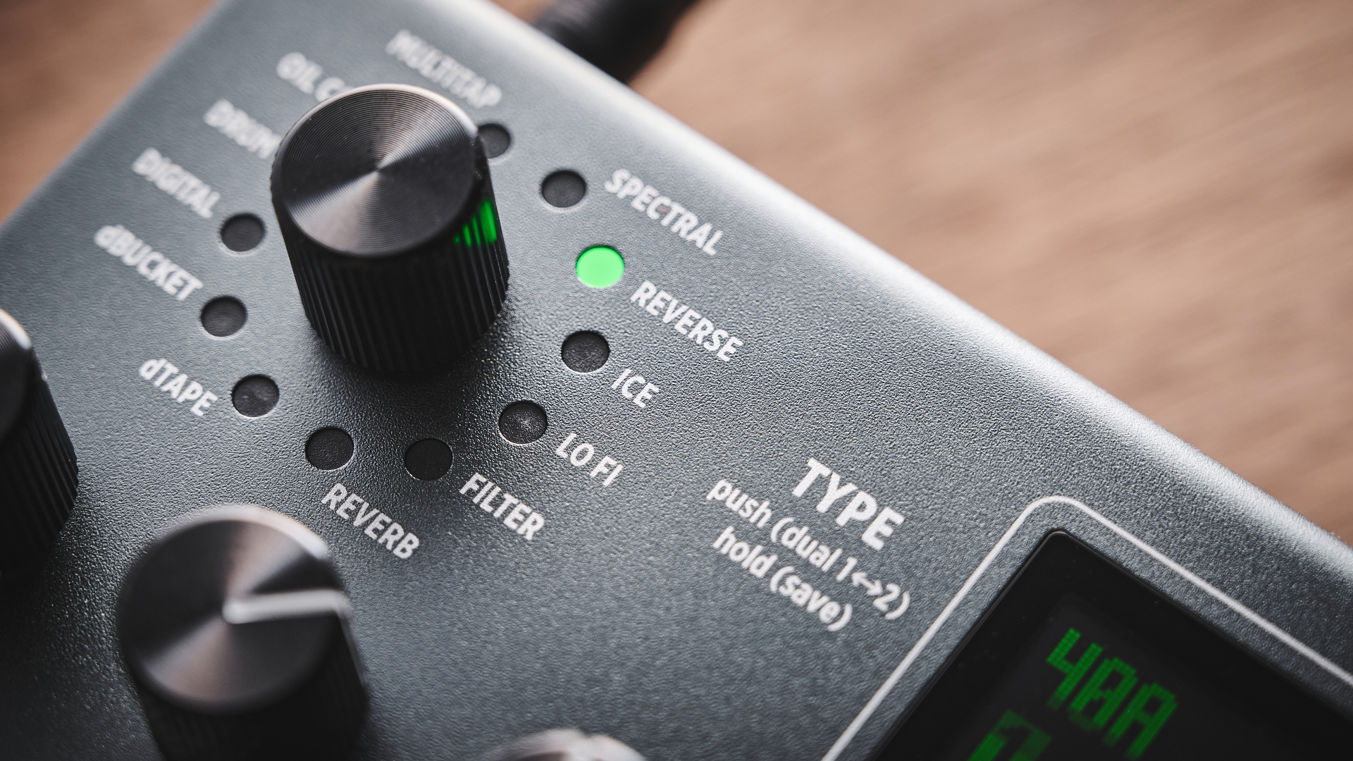 Close up of the type knob on the Strymon TimeLine MX delay pedal