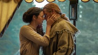 Claire and Jamie Fraser embrace in Outlander season 7 episode 7
