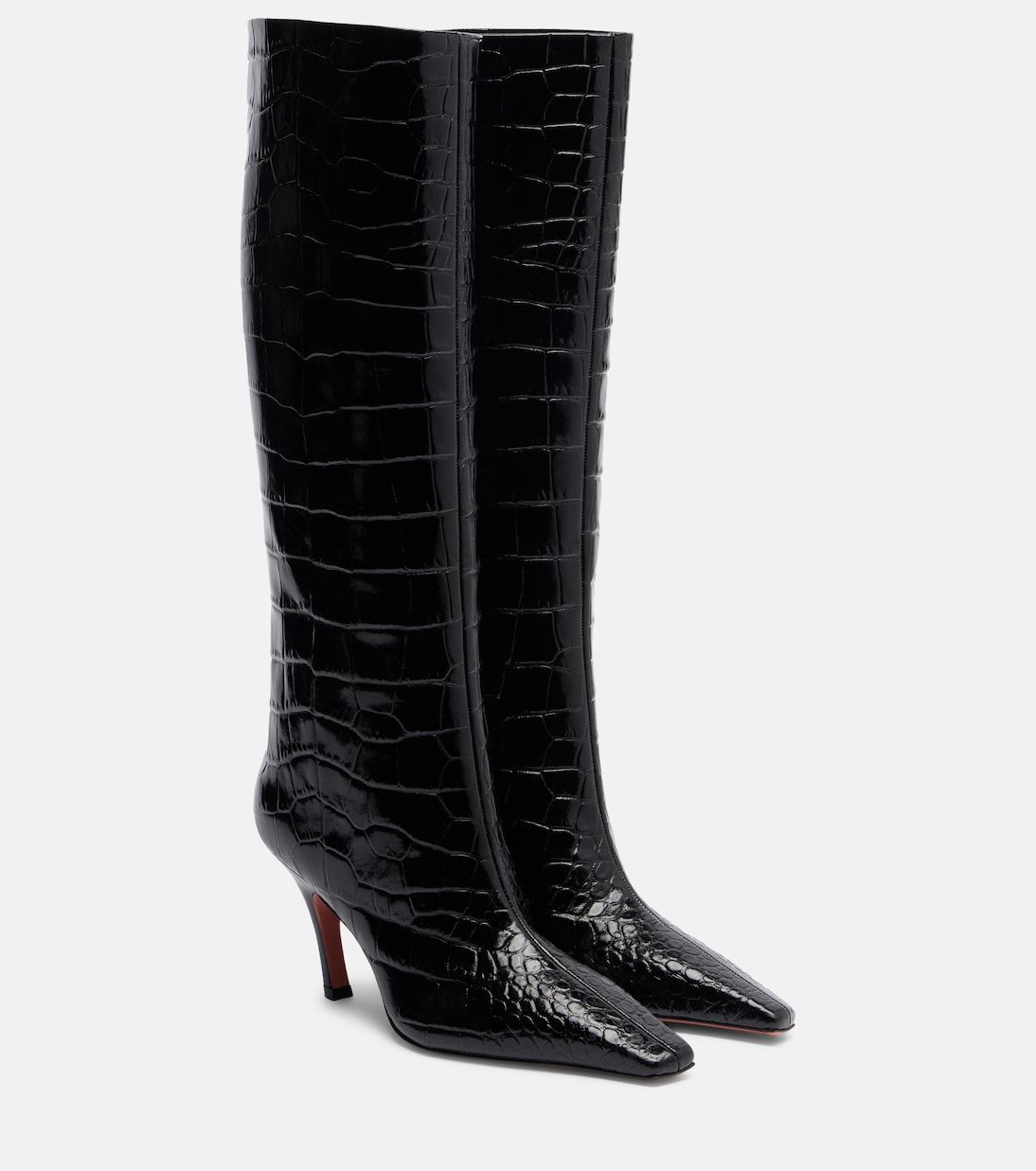 Mona Croc-Effect Leather Knee-High Boots
