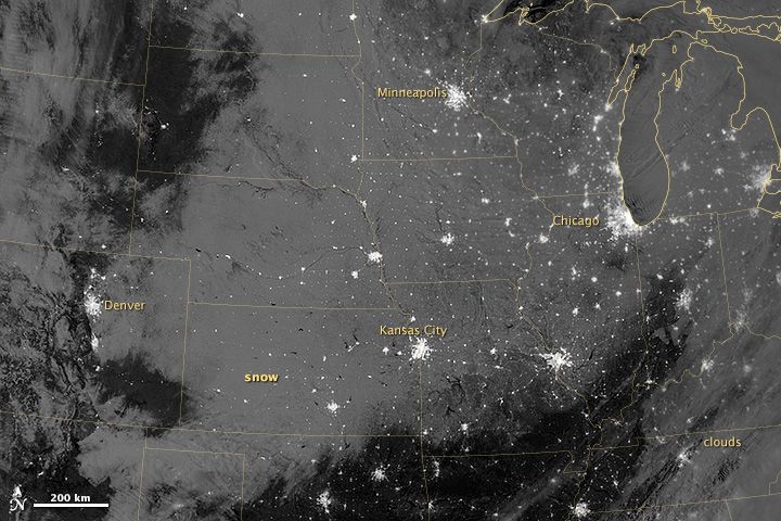 Midwest snowfall from space