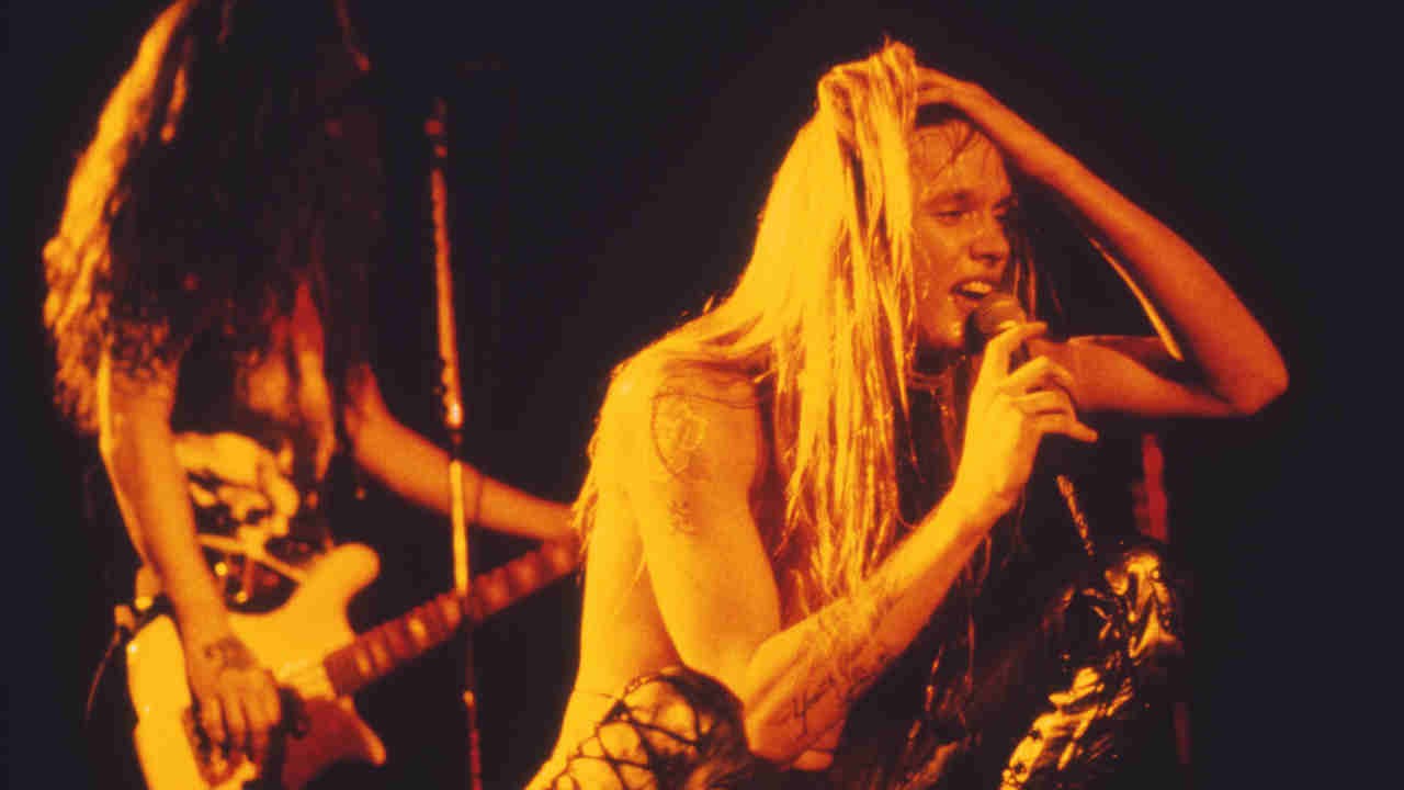 Skid Row performing onstage in 1990