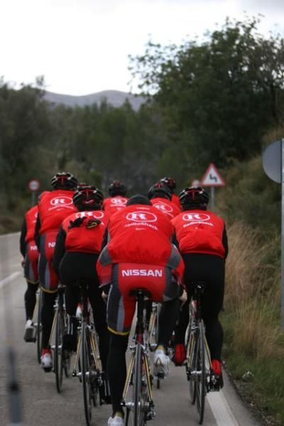 The riders take on a short climb