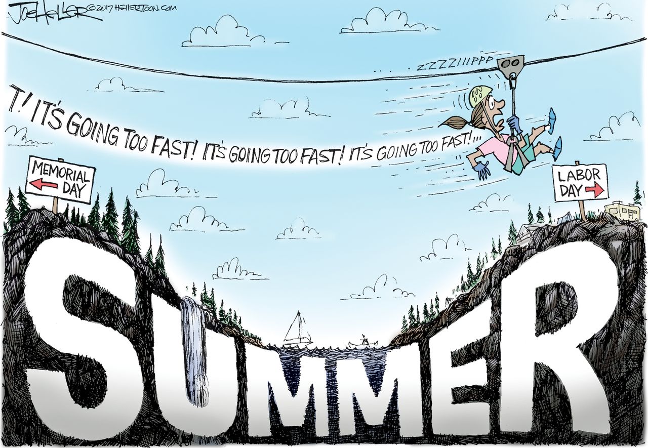 Editorial cartoon U.S. Summer over Labor Day