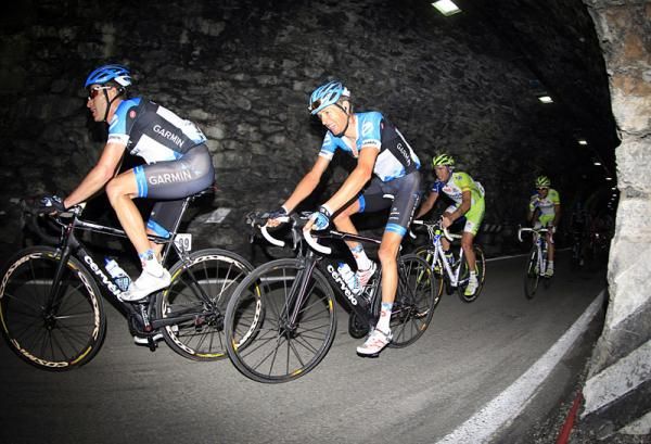 Ryder Hesjedal (Garmin - Barracuda) in a tunnel