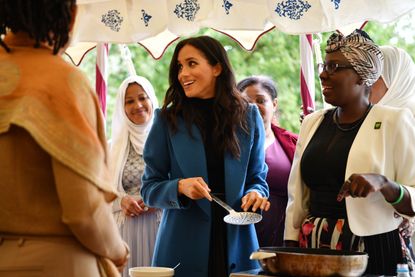 Meghan Markle launches her cookbook, which includes recipes from women affected by the Grenfell Tower fire, on September 20, 2018. 