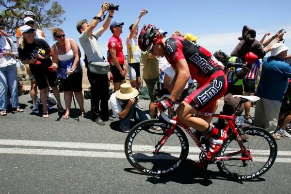 Thomas Frei (BMC) nears the top of the climb.