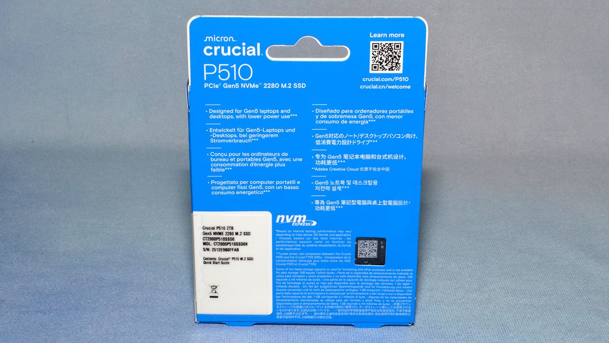 SSD Crucial P510 1TB PCIe 5.0 NVMe – Interno M.2 2280, Velocità Fino A 11000 MB/s, Garanzia 3 Anni, Originale E Super Performante - 3