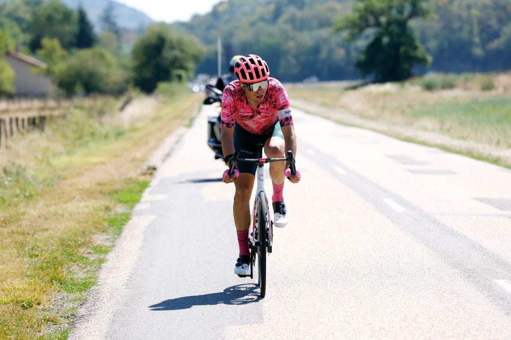 VALREVERMONT FRANCE AUGUST 09 Stefan Bissegger of Switzerland and Team EF Education Easypost competes in the breakaway during the 34th Tour de lAin 2022 Stage 1 a 152km stage from ChtillonSurChalaronne to ValRevermont TDA22 on August 09 2022 in ValRevermont France Photo by Bas CzerwinskiGetty Images