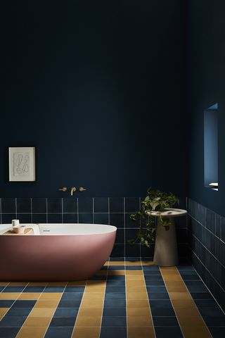 flooring trends blue yellow bathroom tiles