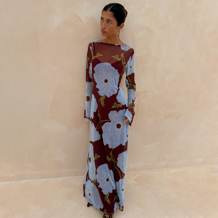 Burgundy &amp;amp; Blue Poppy Aria Dress - 6