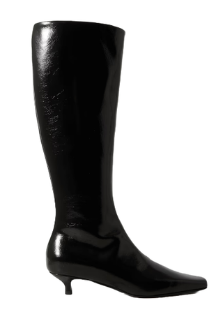 + Net Sustain the Slim Crinkled Patent-Leather Knee Boots