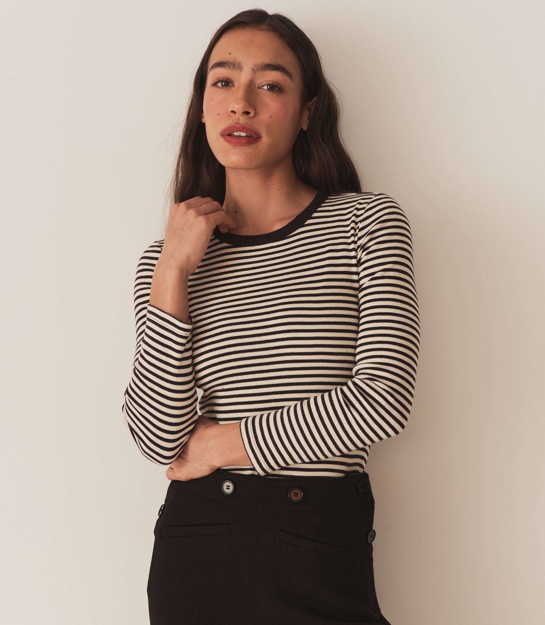 Anne T-Shirt - Black Venetian Stripes