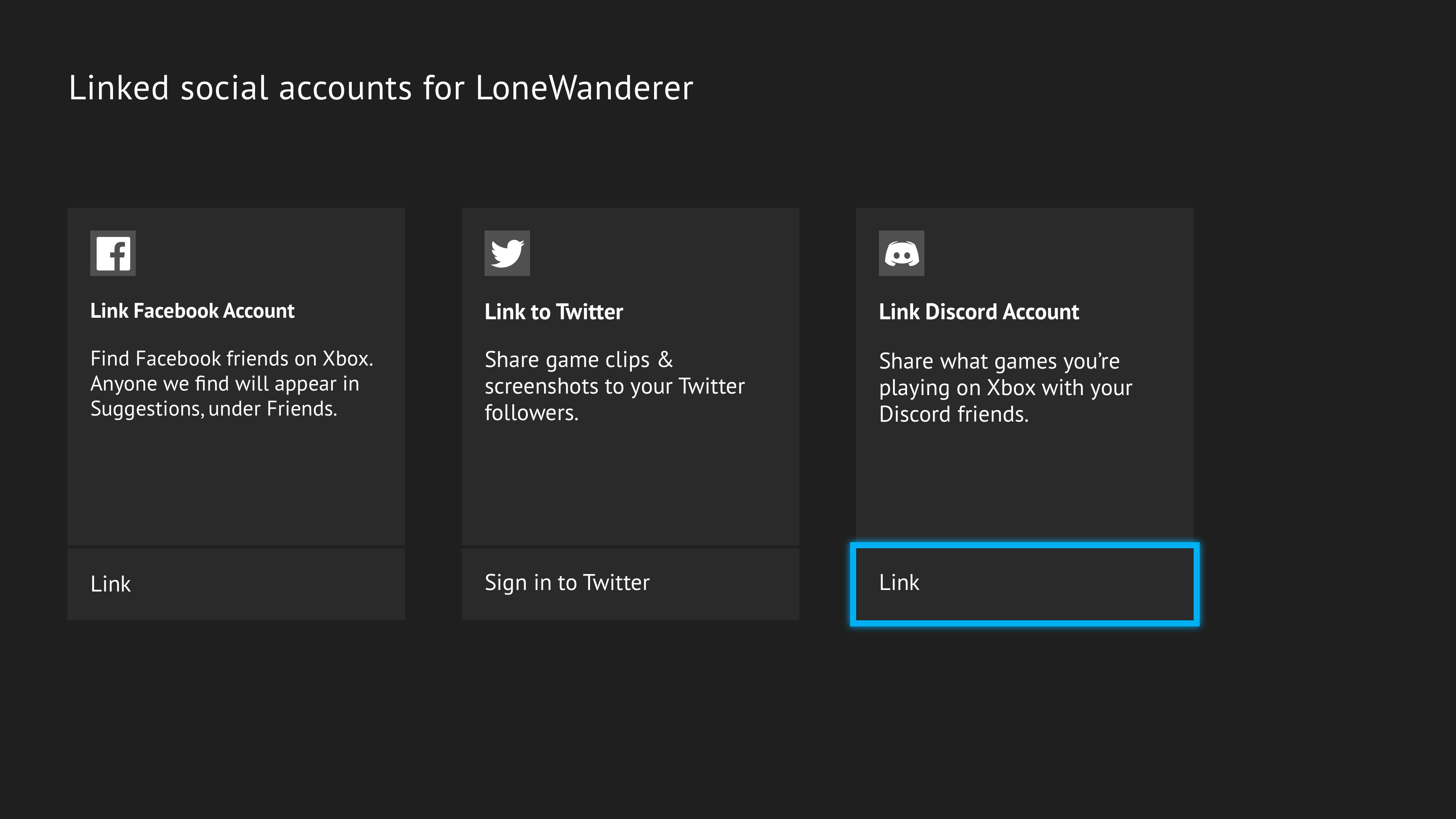 xbox one link accounts page