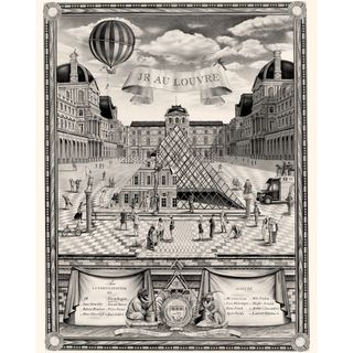 Retro illustrated poster for JR at the Louvre by Violaine & Jérémy