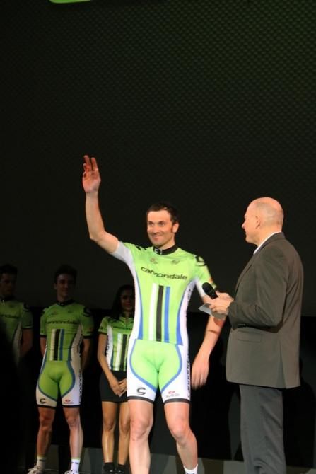 Ivan Basso (Cannondale) is introduced at the team's 2013 presentation in Los Angeles