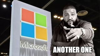 Microsoft logo and DJ Khaled meme