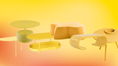 yellow coffee tables on a yellow background