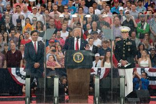President Donald Trump speaks at the Salute to America event on July 4, 2019, at the Lincoln Memorial in Washington, D.C.