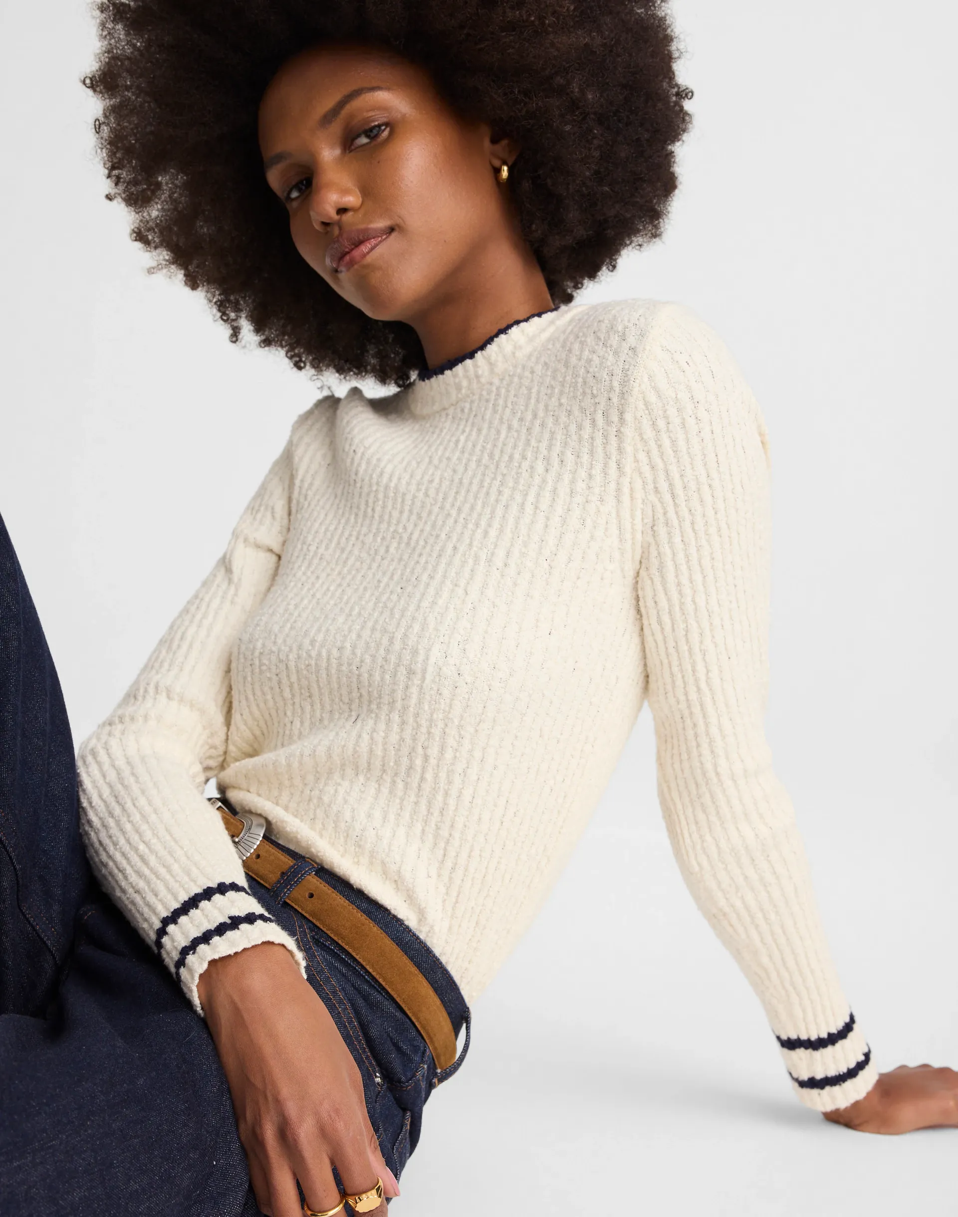 Bouclé-Knit Crewneck Sweater