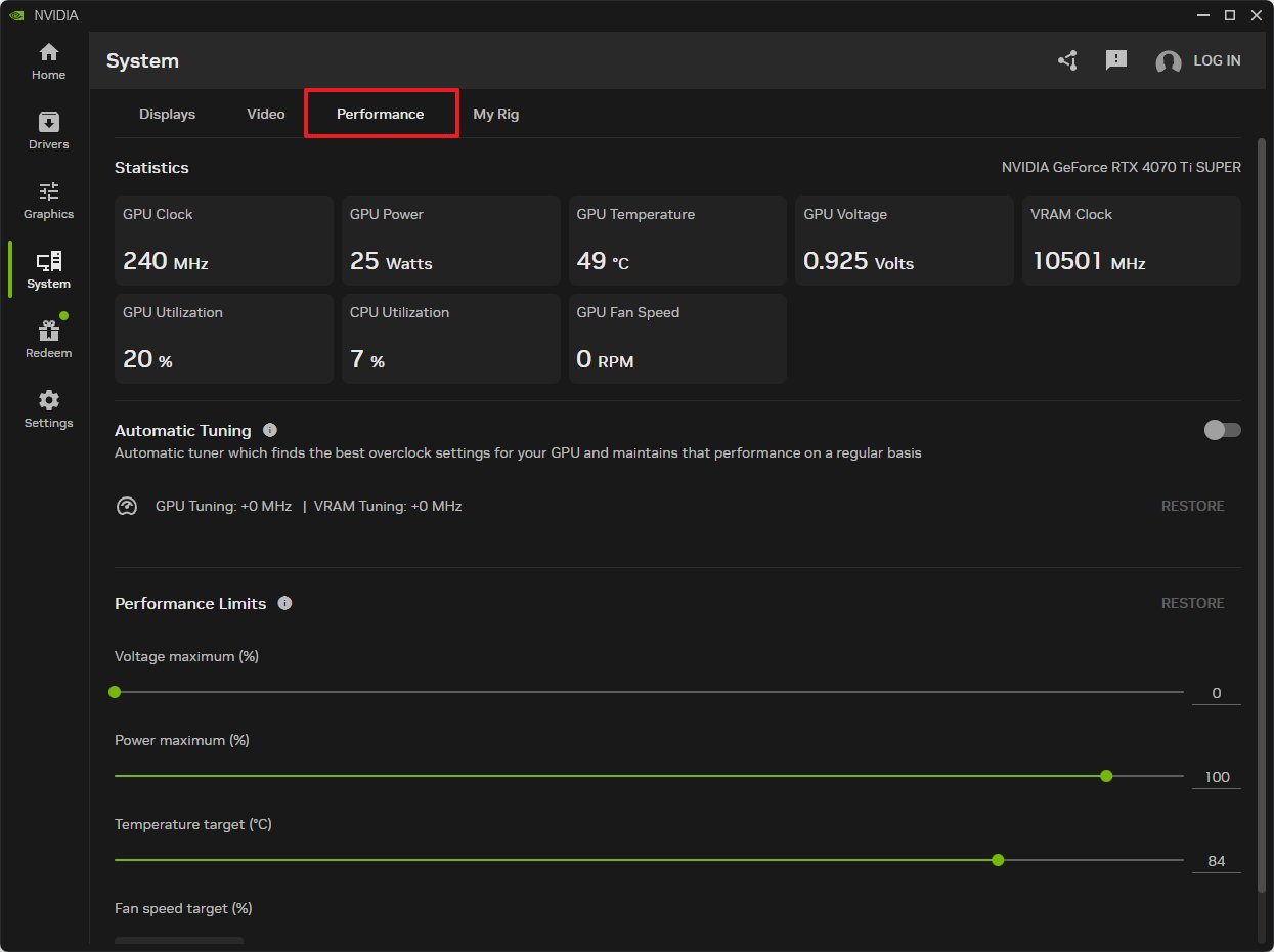 Nvidia performance settings