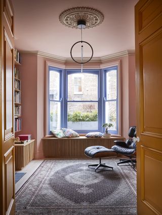 A pink living room
