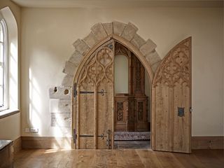 Hand-carved oak gothic doors