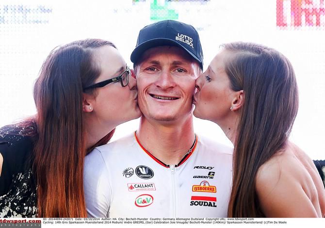 Andre Greipel (Lotto Belisol) on the podium