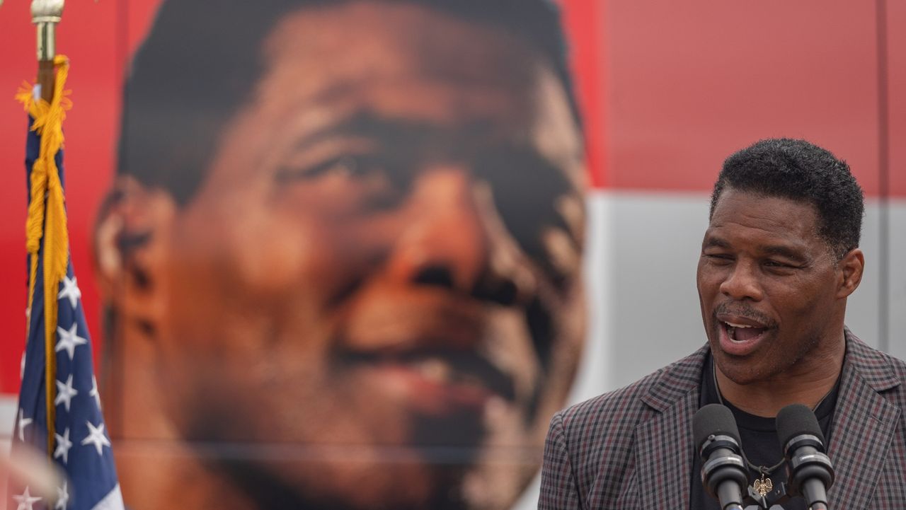 Herschel Walker speaks at a campaign event on 9 September, 2022 in Gwinnett, Georgia