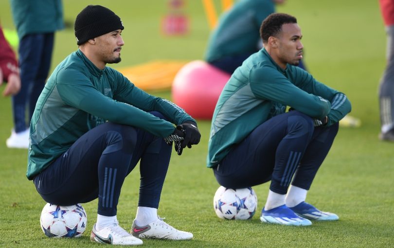 William Saliba and Gabriel sat together in training