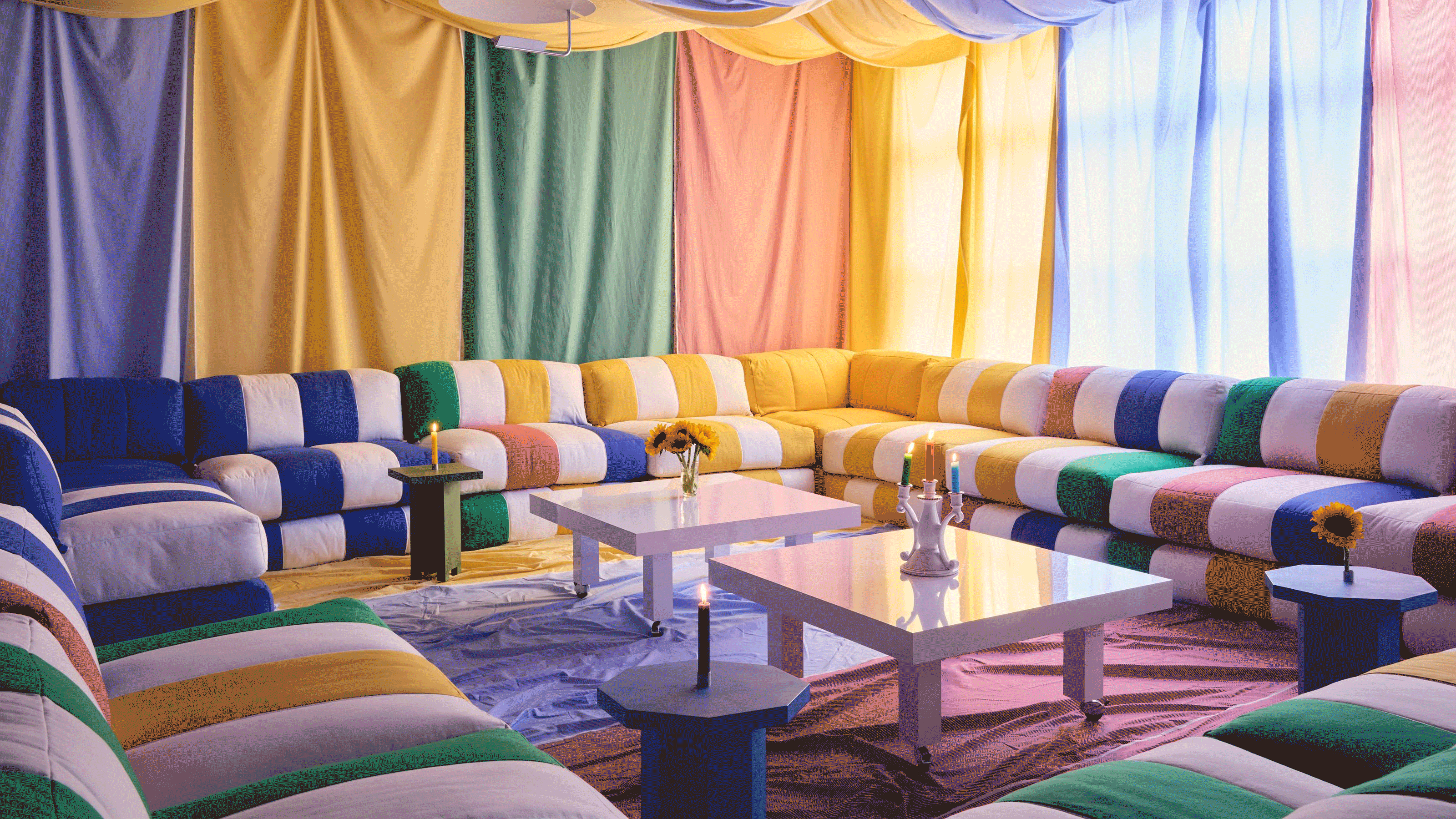 a revolving gif of interiors images