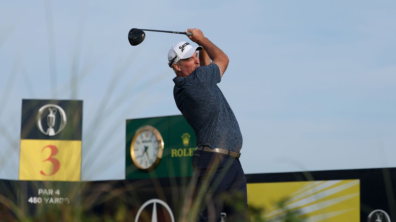 Ryan Fox hits a driver off the tee