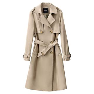 Orolay Long Trench Coat for Women With Belt Lightweight Double-Breasted Duster Trench Coat Slim Fit Khaki S