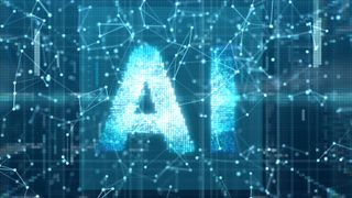 AI Font 3D in digital cyber space