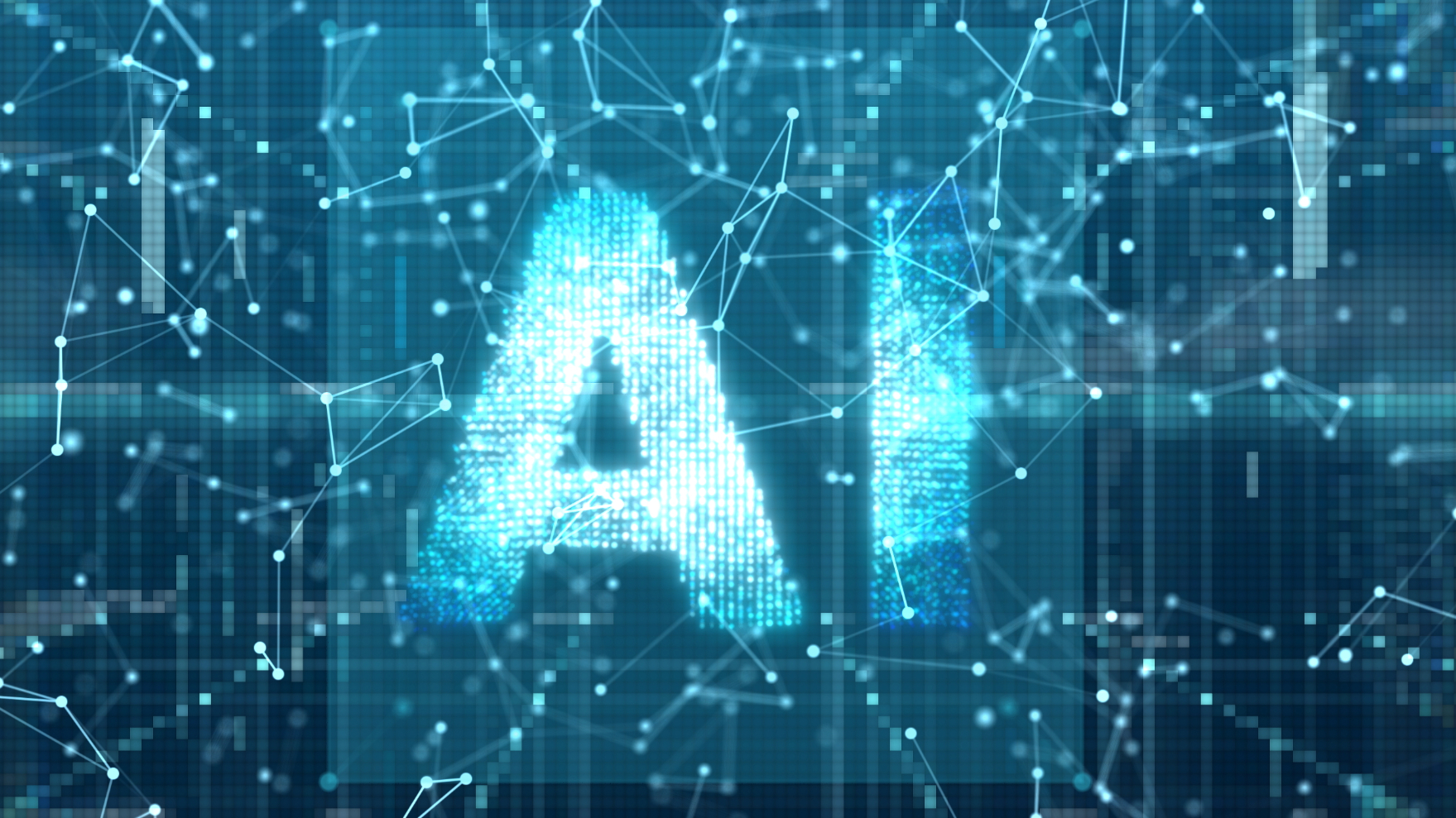 AI Font 3D in digital cyber space