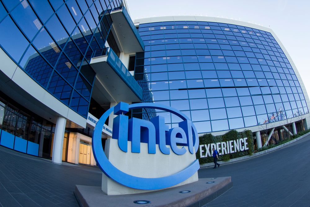 A sign outside Intel&amp;#039;s head office