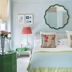 happy colours for bedroom decoration blue and green